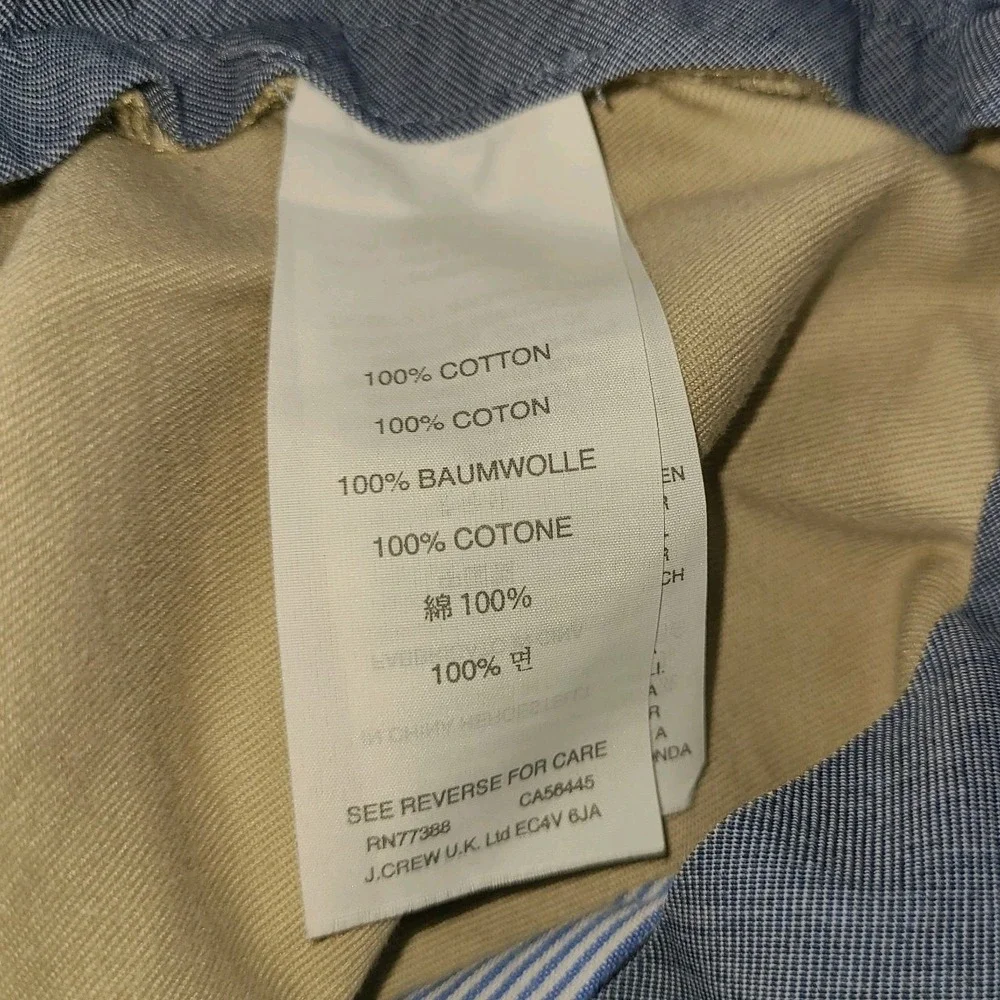 J. Crew Bowery Slim Straight Casual Chino Pants Men's W34 L32 Khaki Tan Cotton